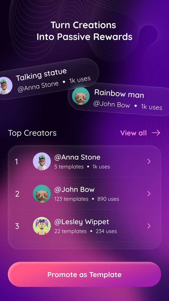 Top creators earning from their templates